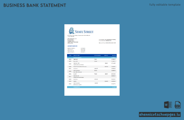 State Street Bank – Kontoauszug (Word- und PDF-Beispiel)
